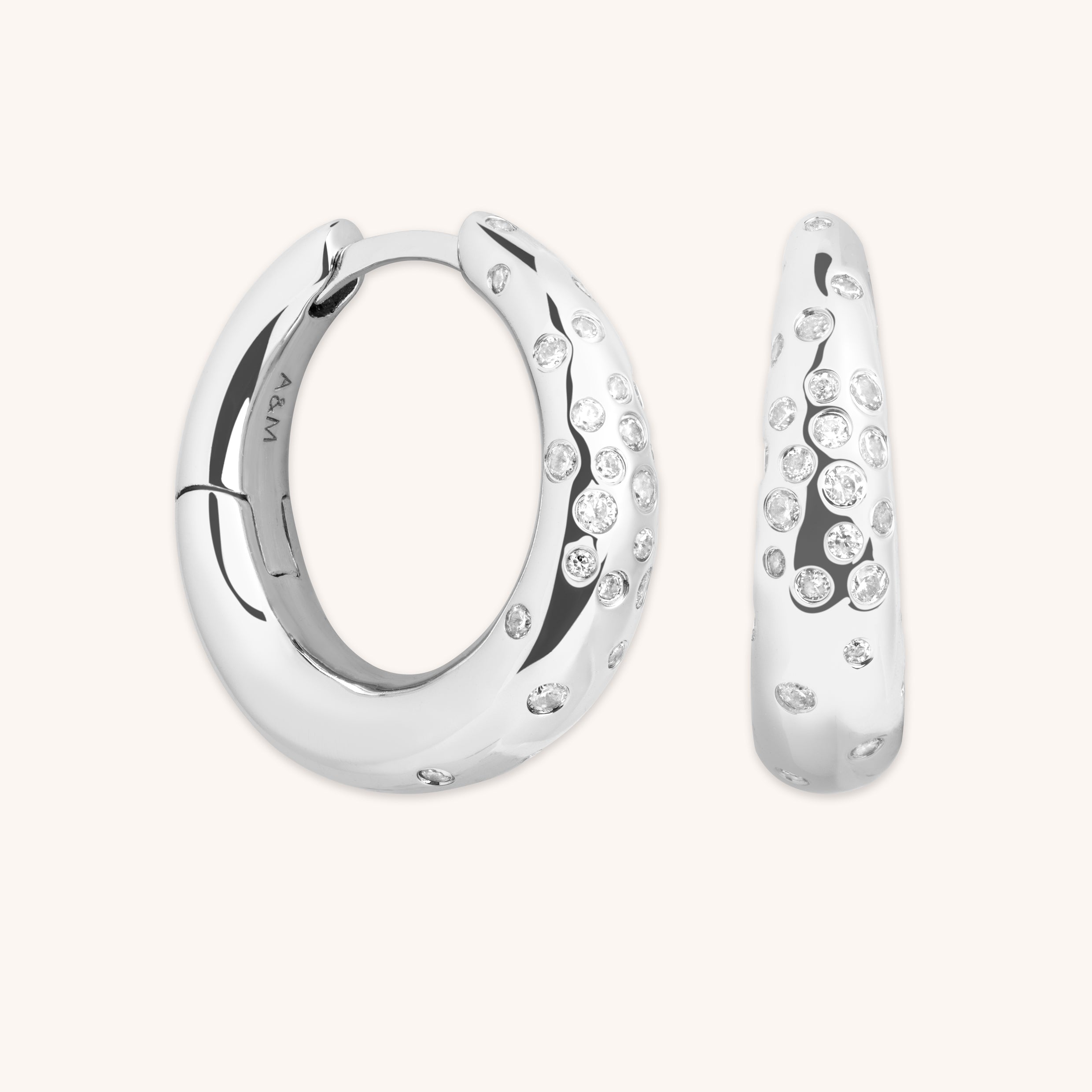 Crystal Scatter Dome Hoop in Silver-Astrid & Miyu