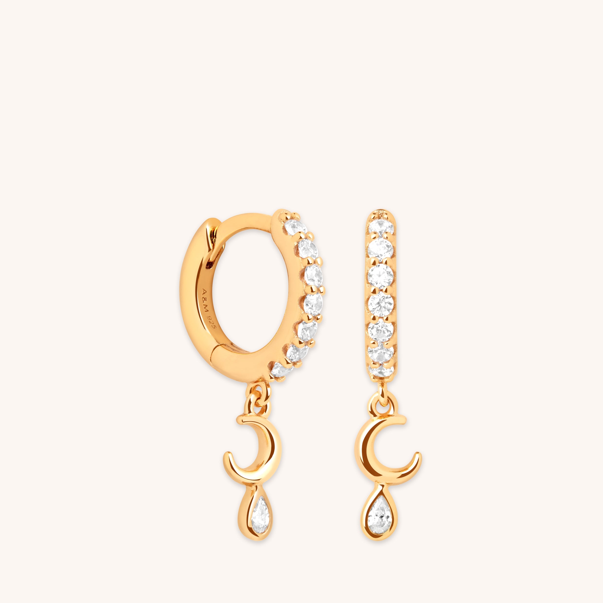Crescent Moon Charm Huggies in Gold-Astrid & Miyu