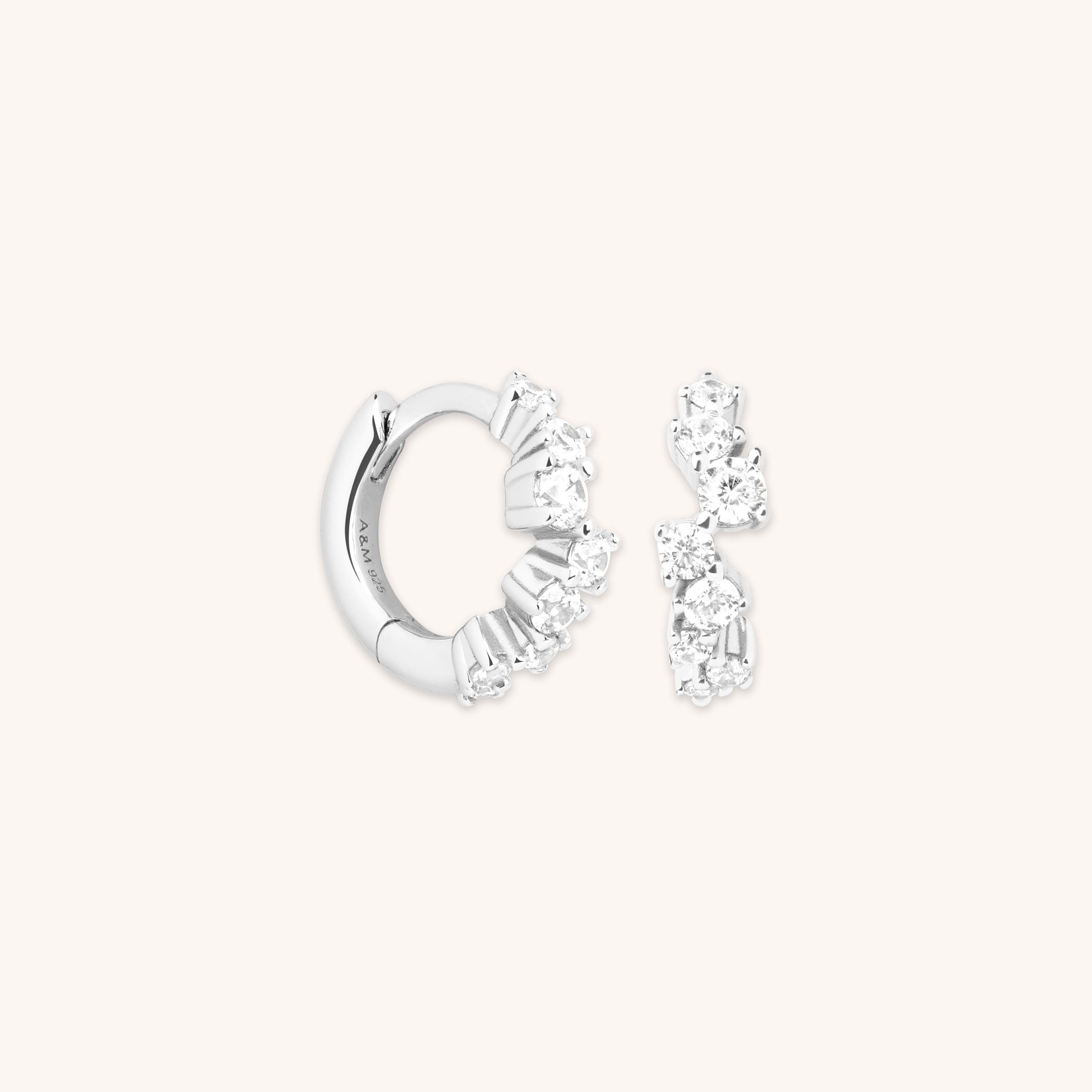 Crystal Trail Huggies in Silver-Astrid & Miyu