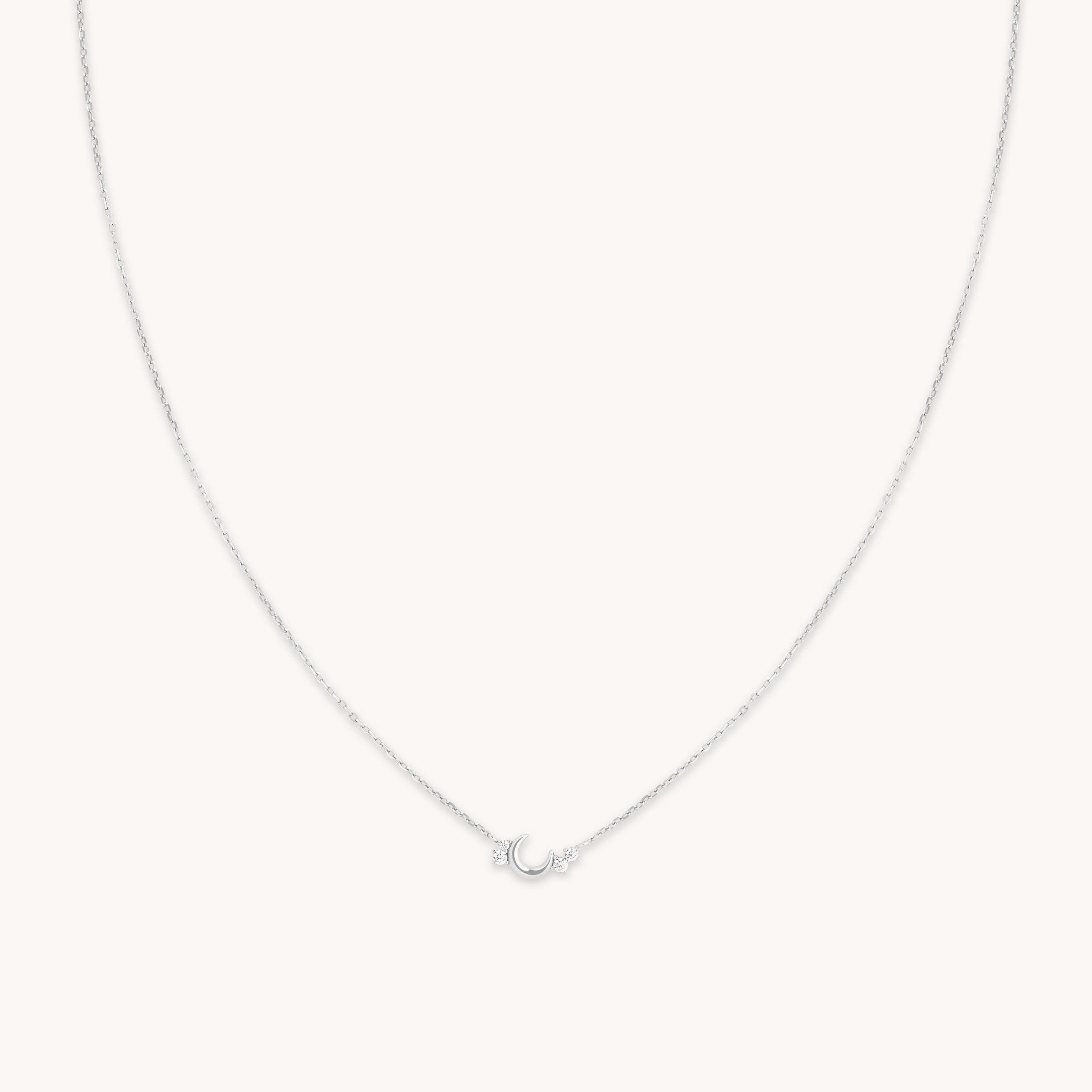 Crescent Moon Pendant Necklace in Silver-Astrid & Miyu