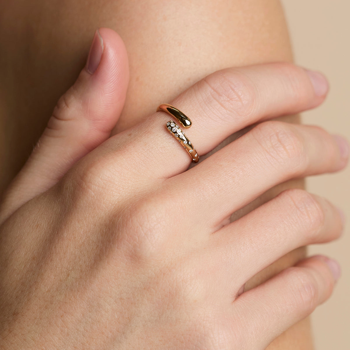 Crystal Scatter Dome Ring in Gold-Astrid & Miyu