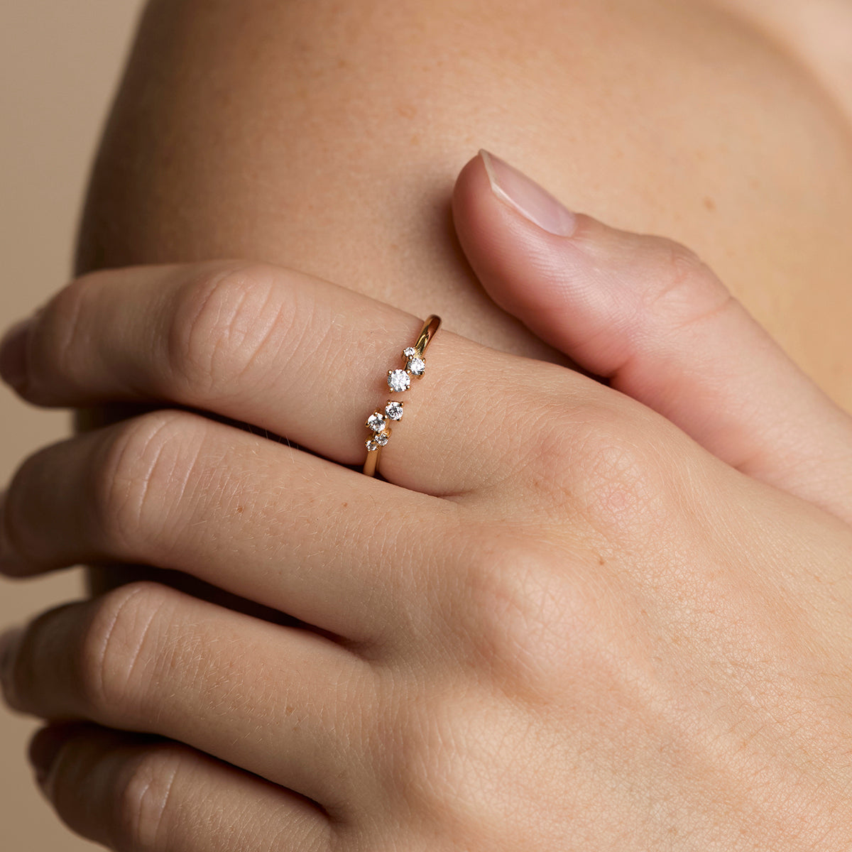 Crystal Trail Open Ring in Gold-Astrid & Miyu