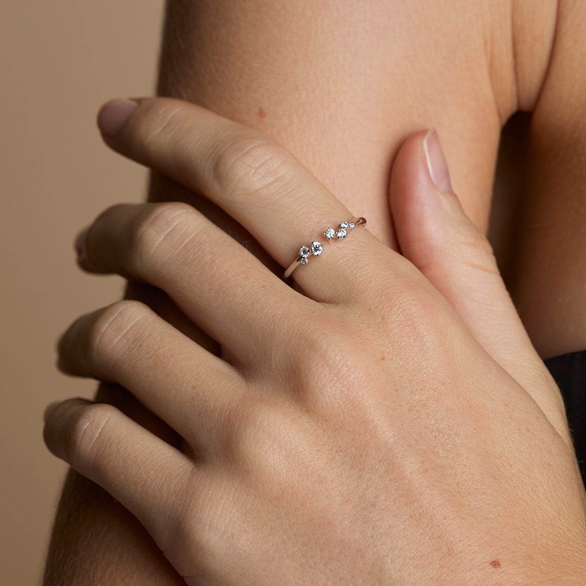 Crystal Trail Open Ring in Silver-Astrid & Miyu