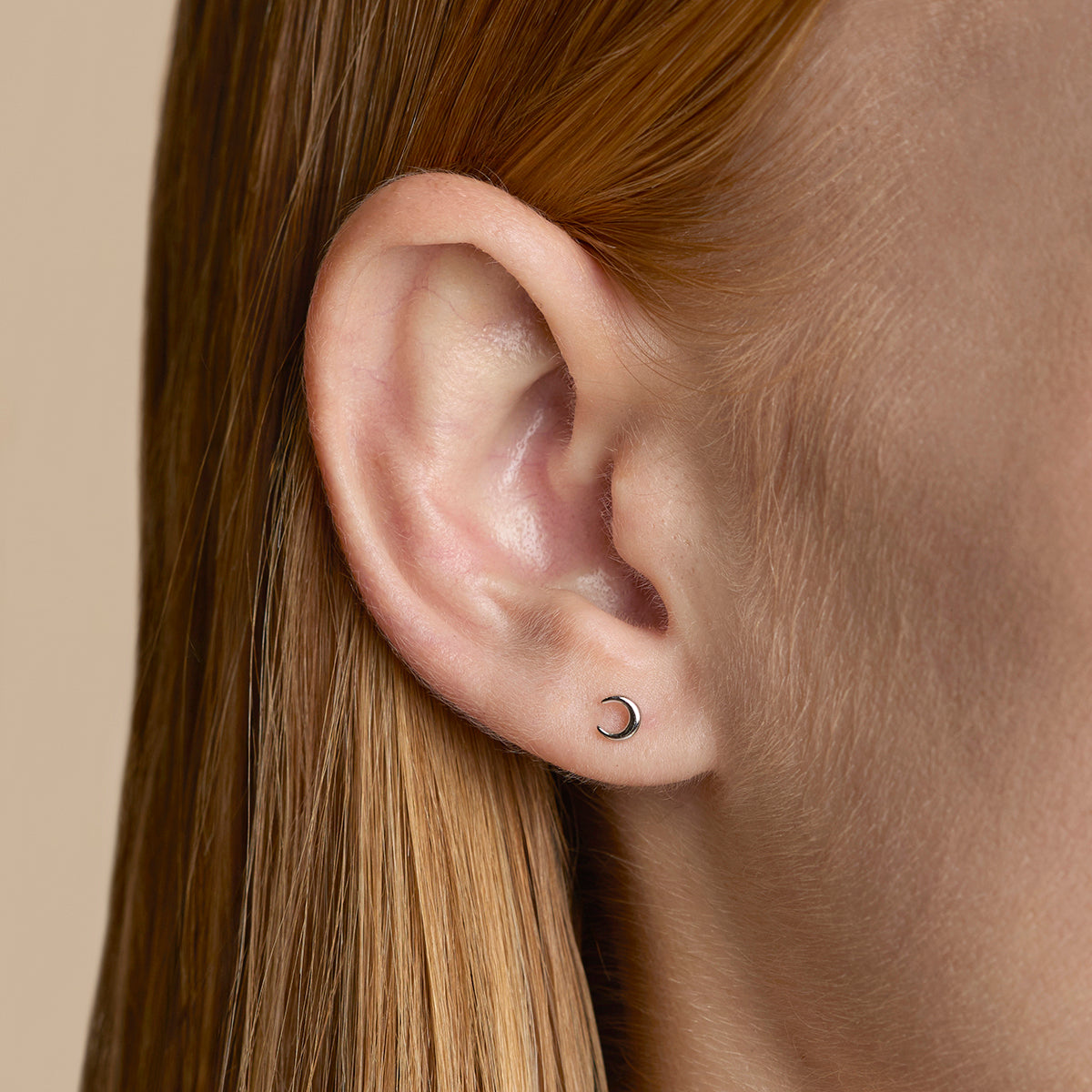 Crescent Moon Studs in Silver-Astrid & Miyu