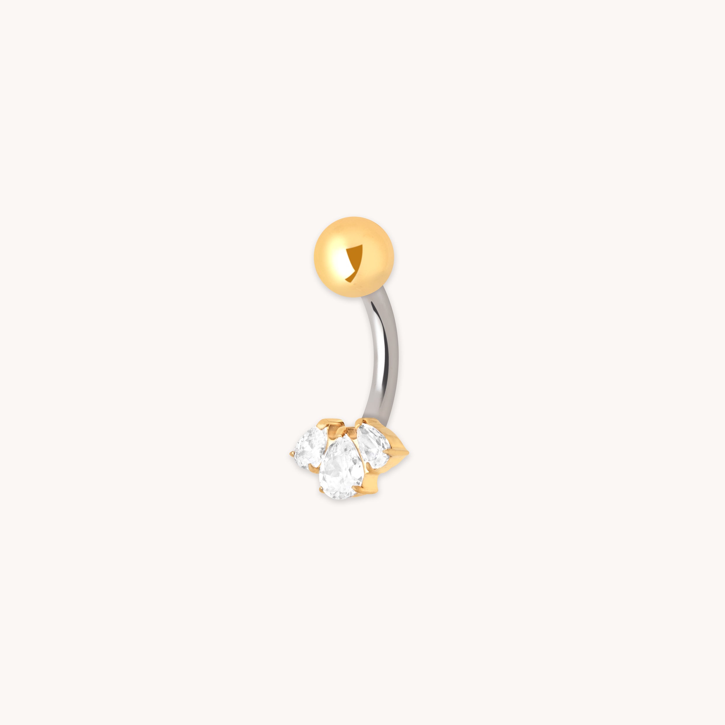 Crystal Cluster Titanium Belly Bar in Gold-Astrid & Miyu