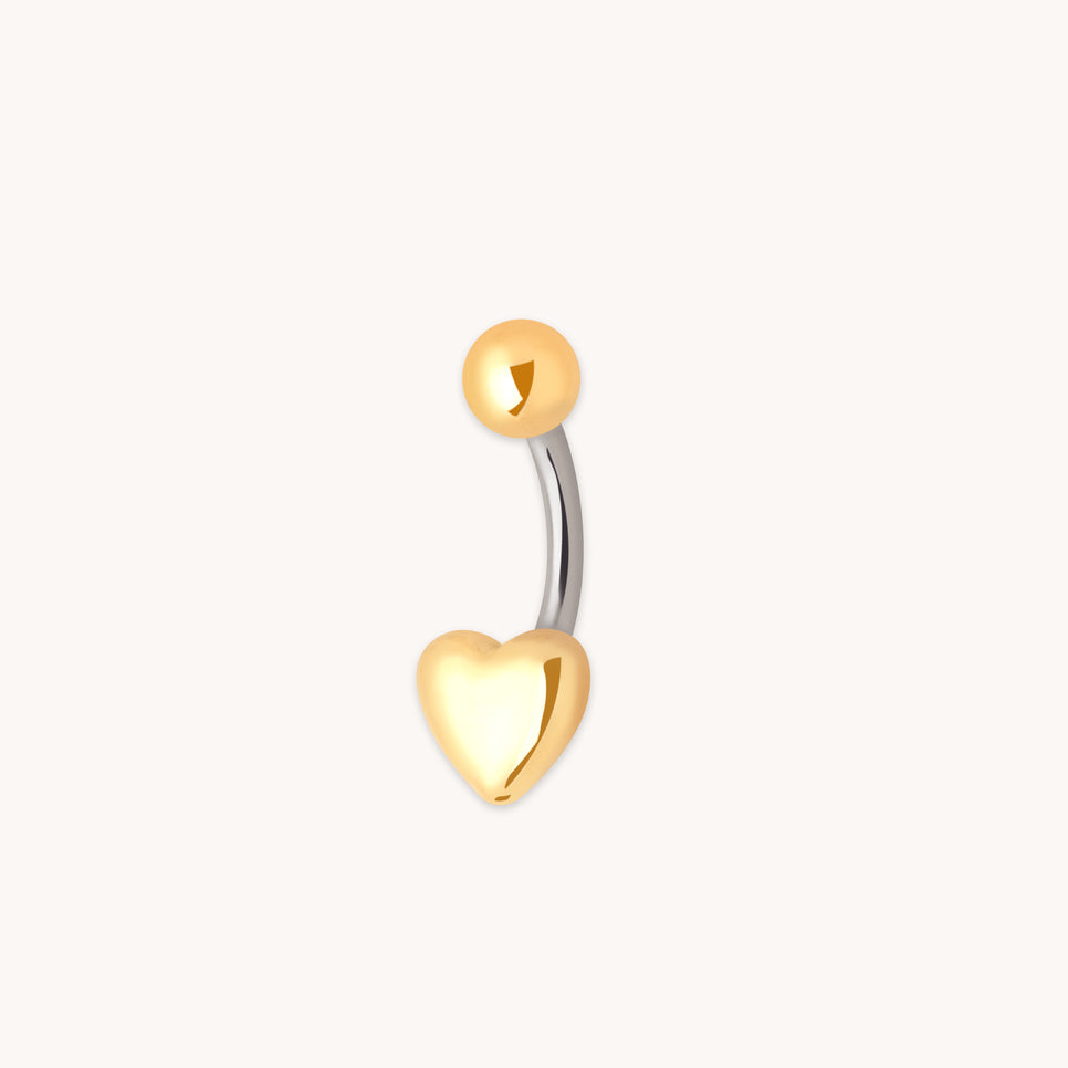 Heart Titanium Belly Bar in Gold-Astrid & Miyu