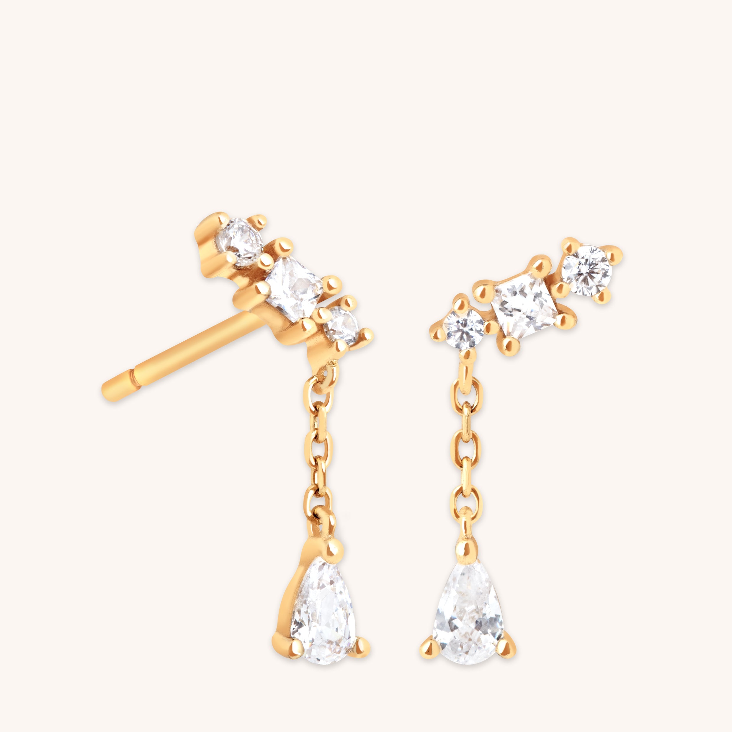 Pavé Crescent Moon Studs in Gold-Astrid & Miyu
