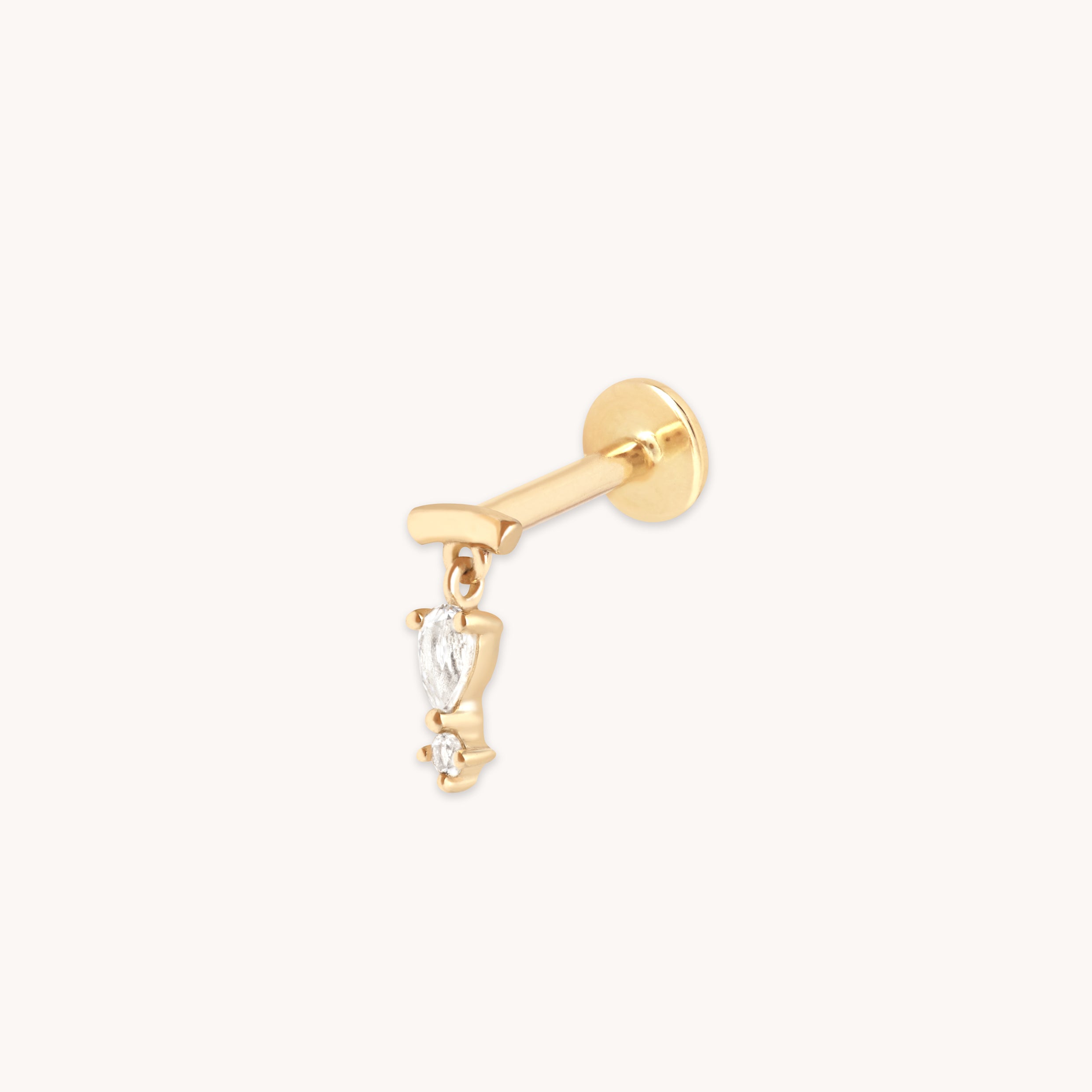 Pear Charm Hidden Helix in Solid Gold-Astrid & Miyu