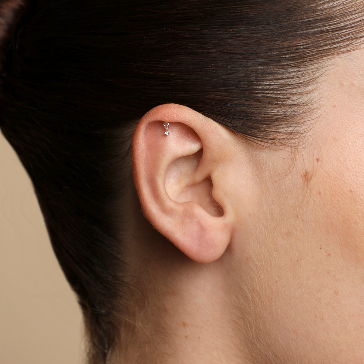 Pear Charm Hidden Helix in Solid Gold-Astrid & Miyu