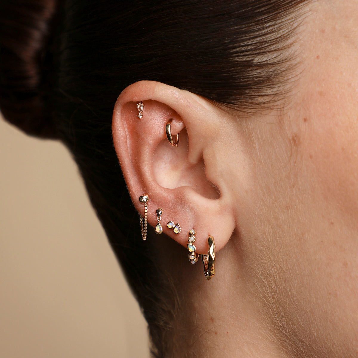 Pear Charm Hidden Helix in Solid Gold-Astrid & Miyu