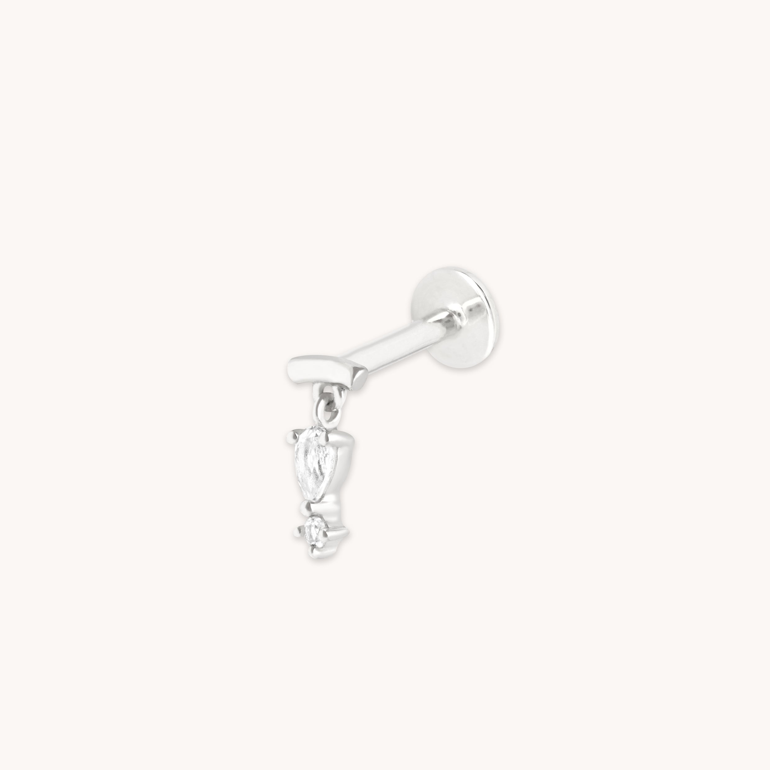 Pear Charm Hidden Helix in Solid White Gold-Astrid & Miyu