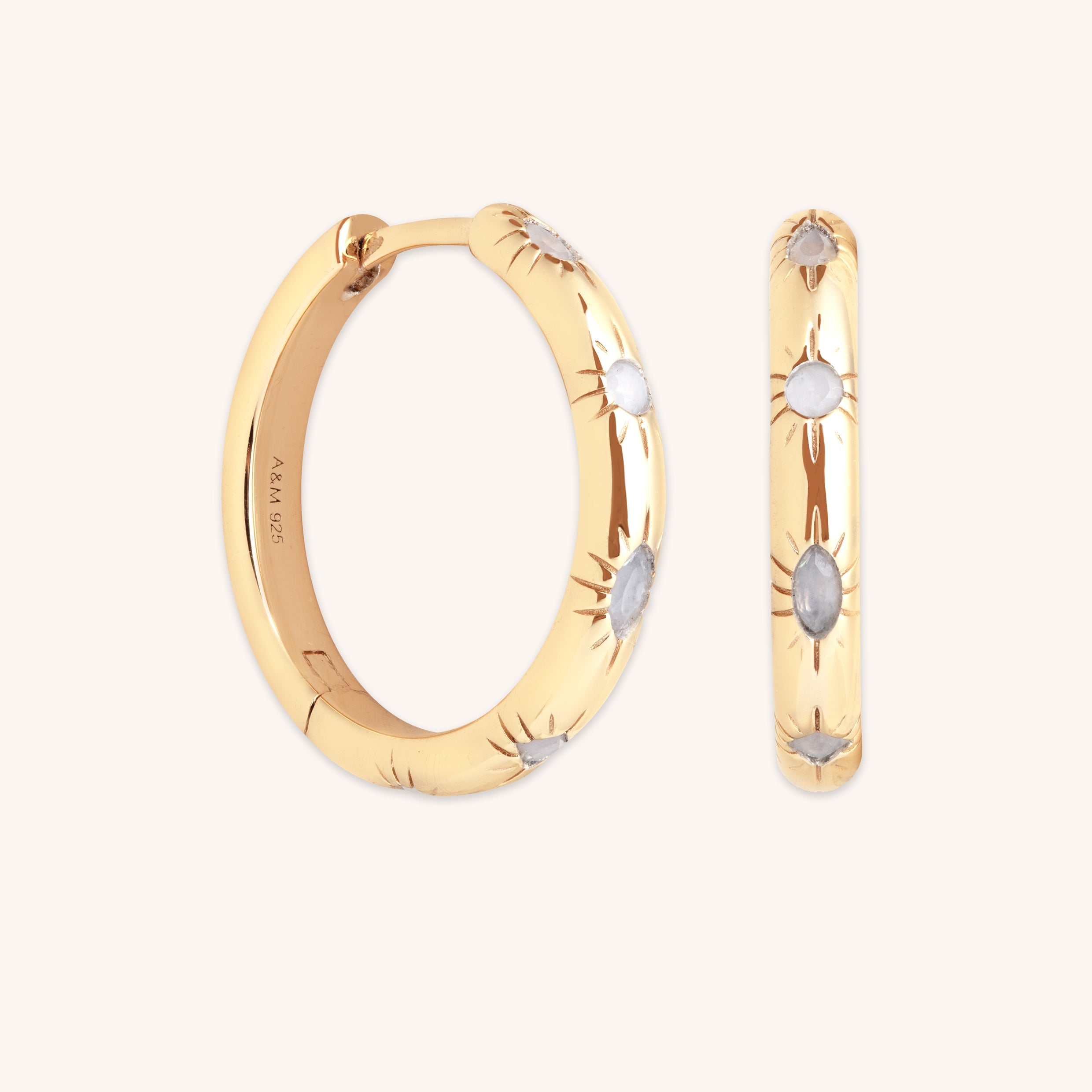 Blue Lace Agate Sun Hoops in Gold-Astrid & Miyu