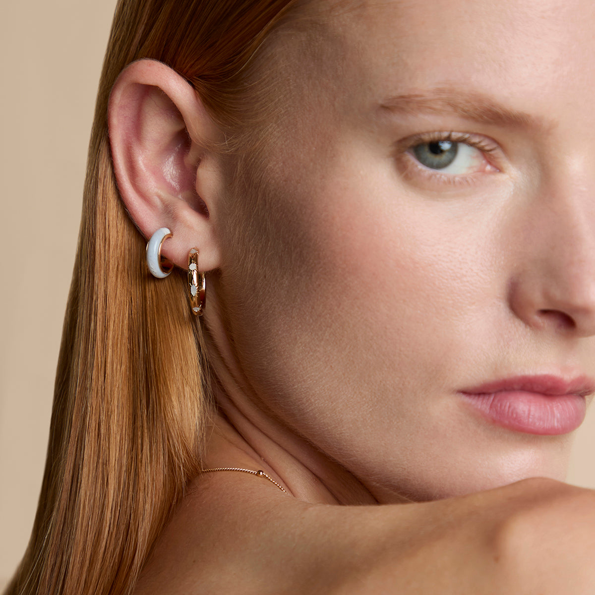 Blue Lace Agate Sun Hoops in Gold-Astrid & Miyu