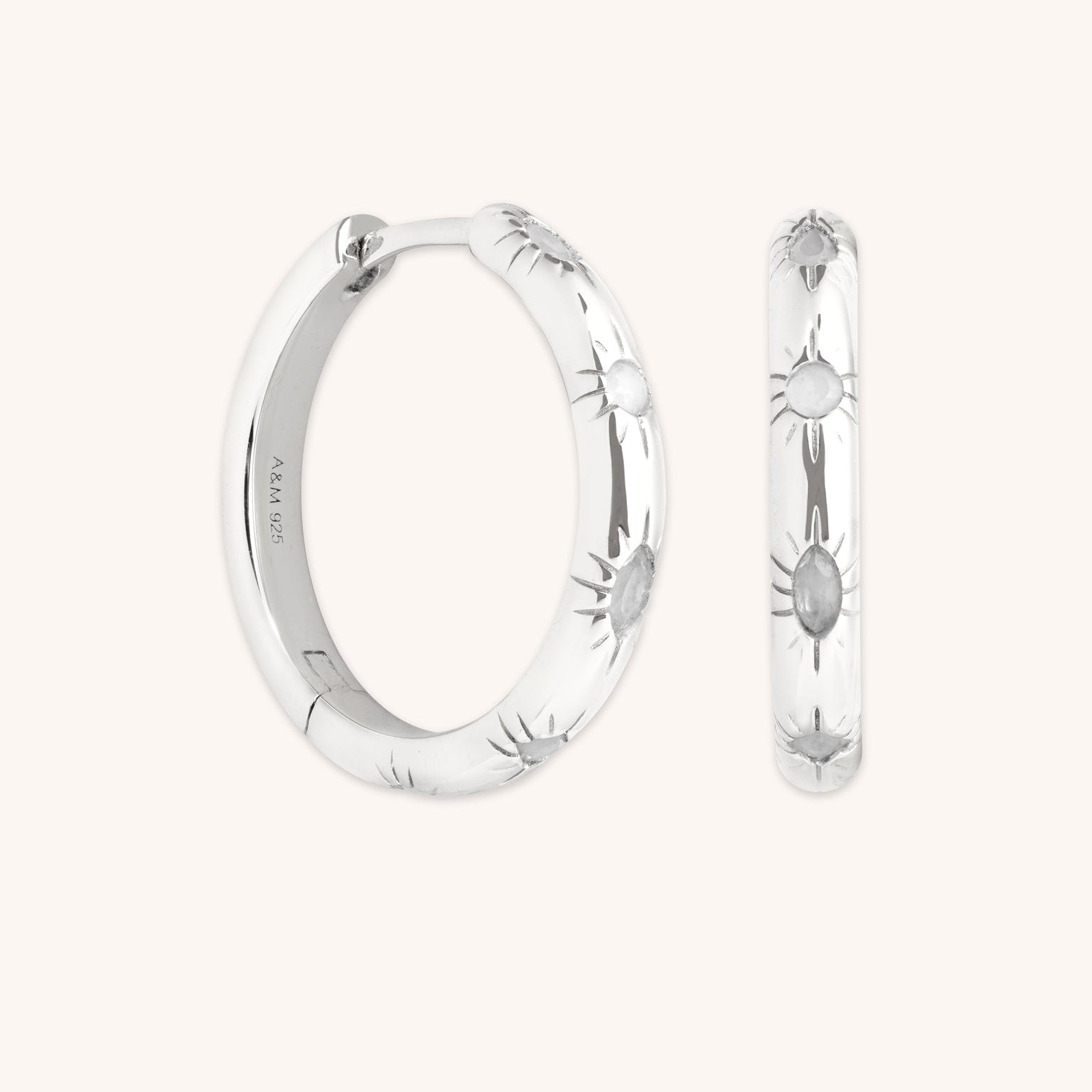 Blue Lace Agate Sun Hoops in Silver-Astrid & Miyu