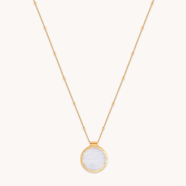 Blue Lace Agate Pendant Necklace in Gold-Astrid & Miyu