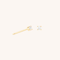 Diamond Solitaire Stud Earrings in Solid Gold-Astrid & Miyu