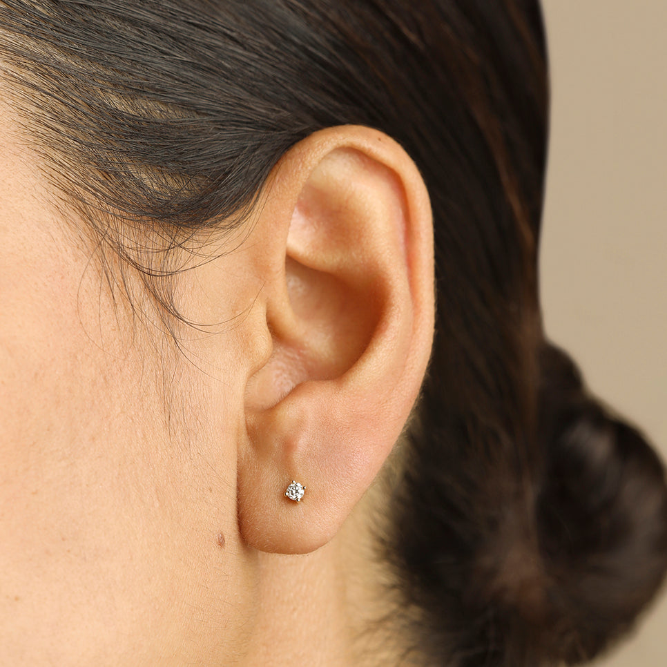 Diamond Solitaire Stud Earrings in Solid Gold-Astrid & Miyu