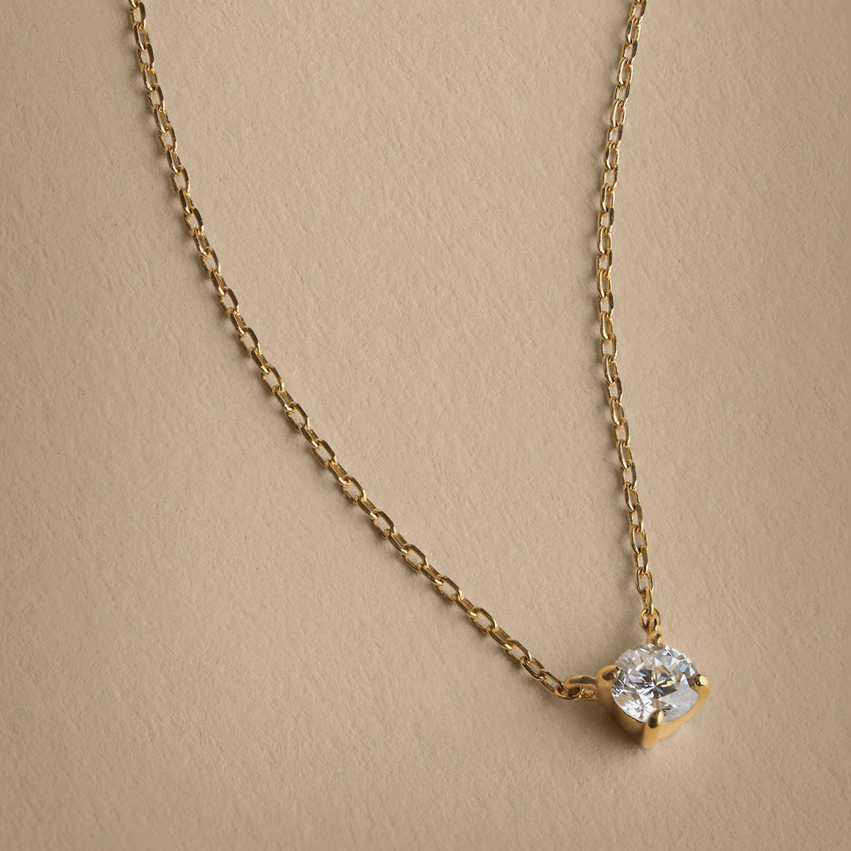 Diamond Solitaire Pendant Necklace in Solid Gold-Astrid & Miyu