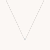 Diamond Solitaire Pendant Necklace in Solid White Gold-Astrid & Miyu