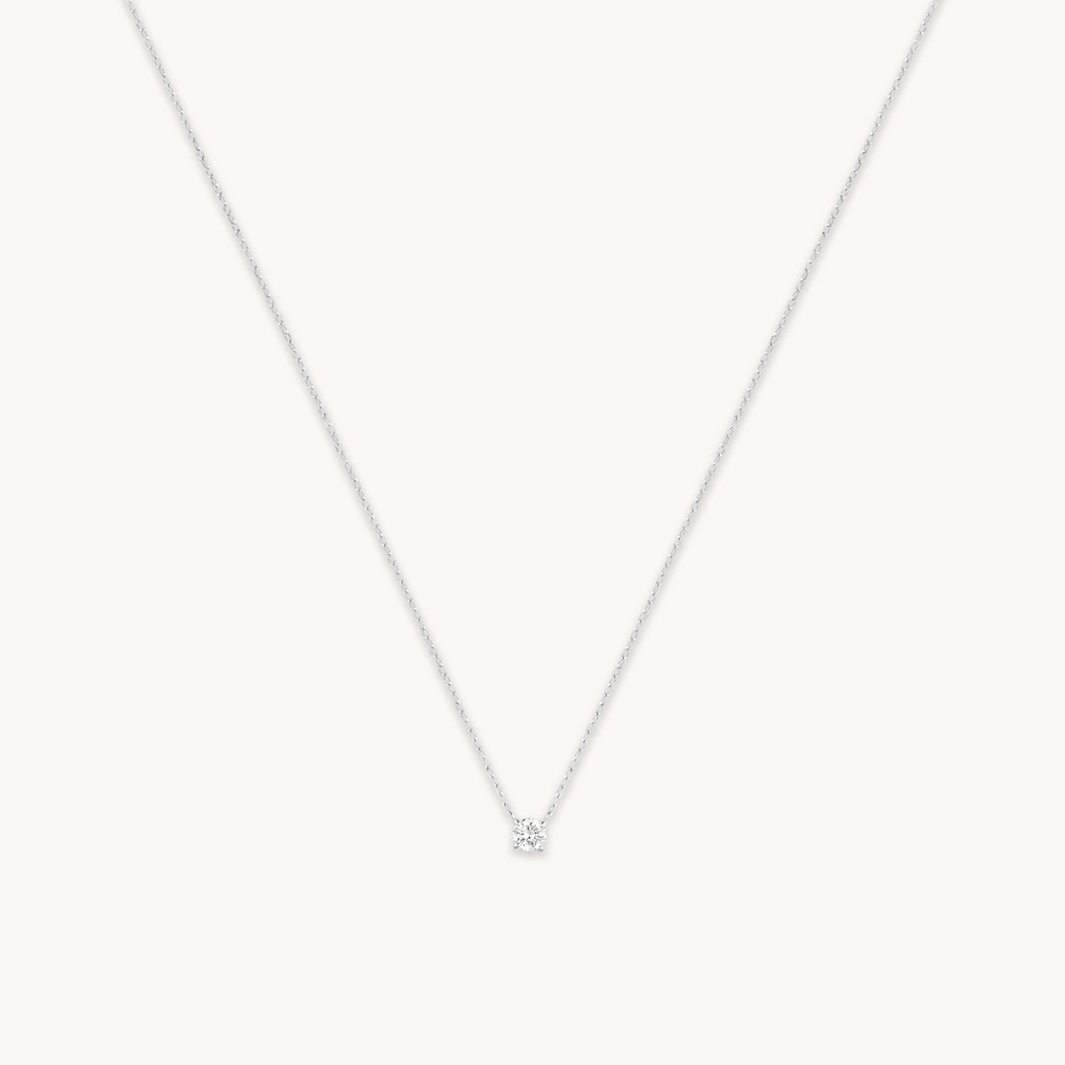 Diamond Solitaire Pendant Necklace in Solid White Gold-Astrid & Miyu