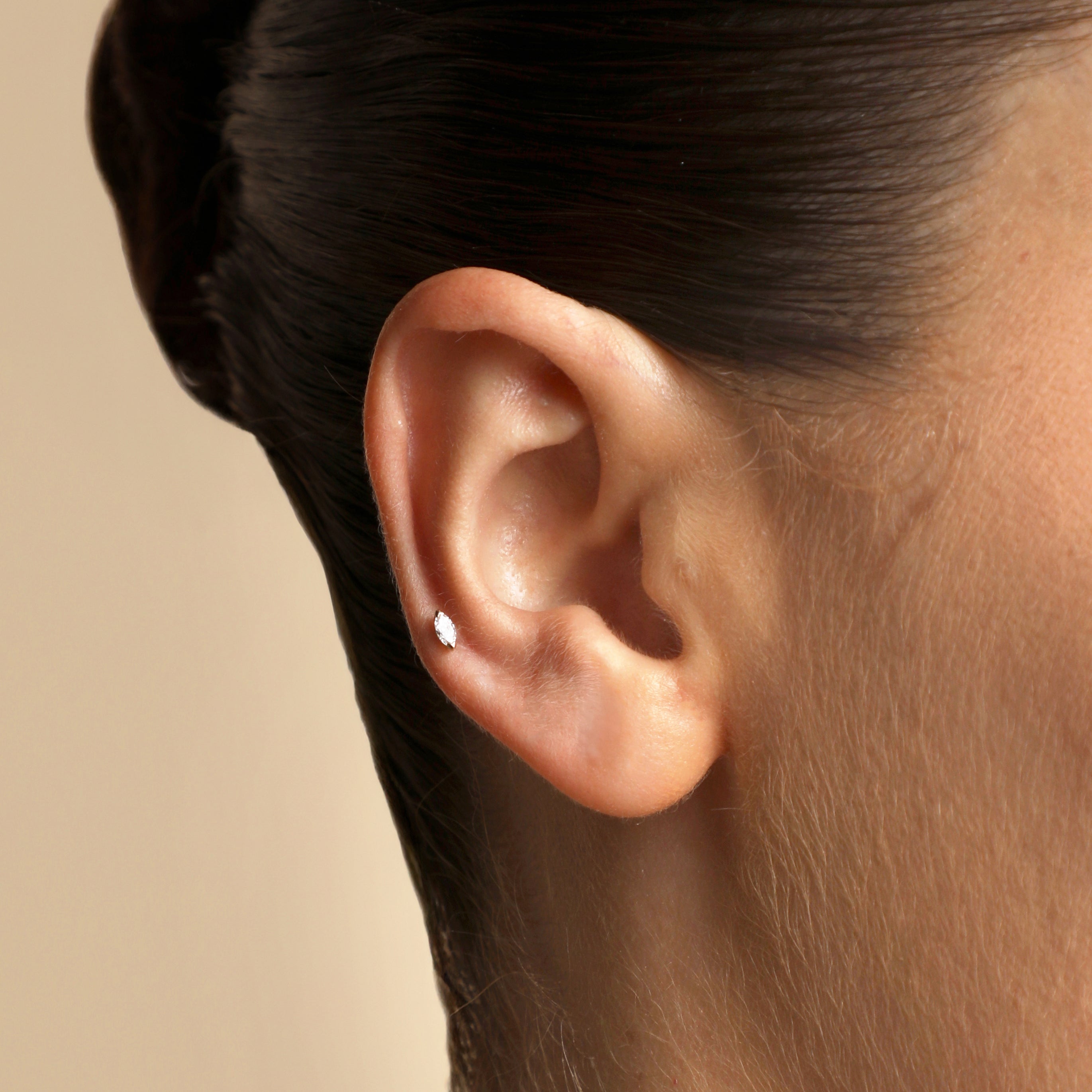 Diamond Marquise Piercing Stud in Solid Gold-Astrid & Miyu