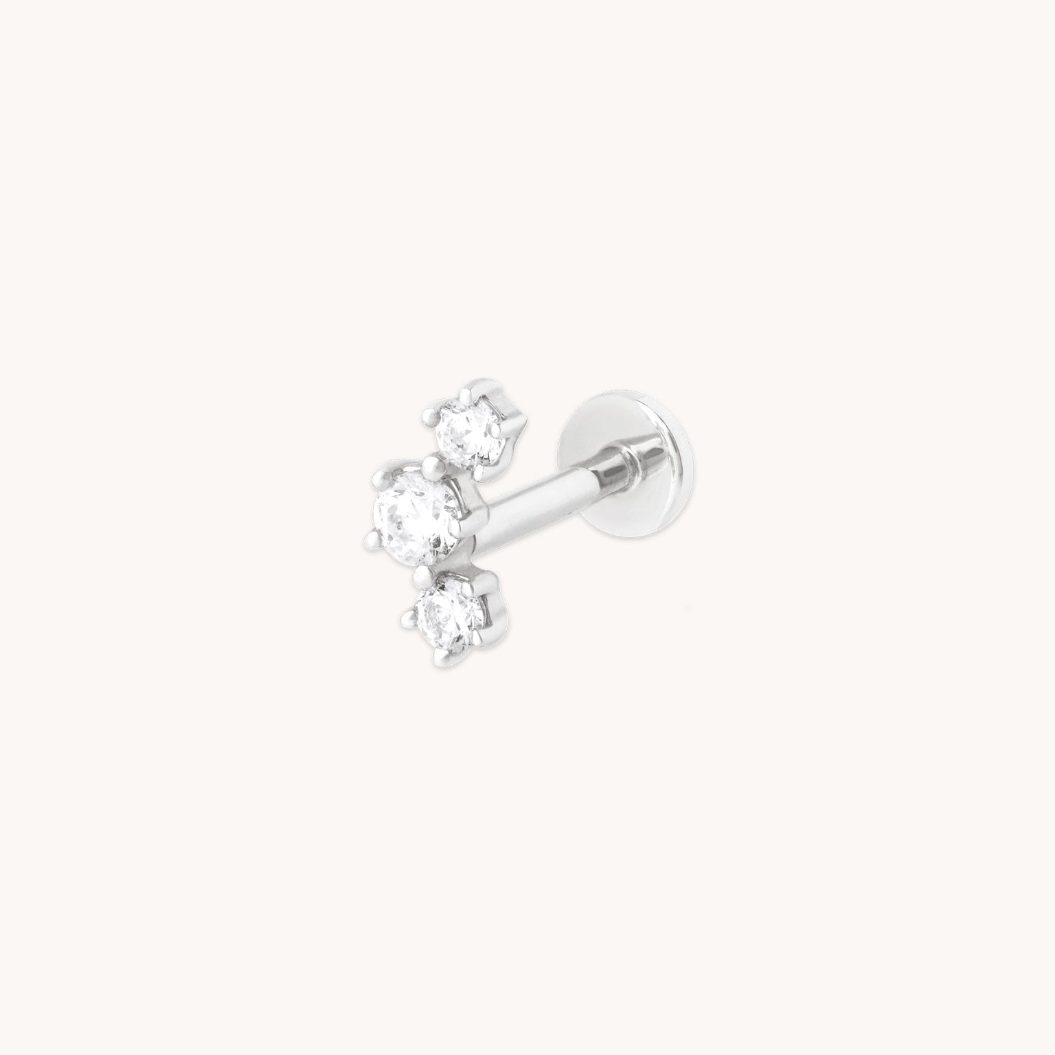 Diamond Curved Piercing Stud in Solid White Gold-Astrid & Miyu