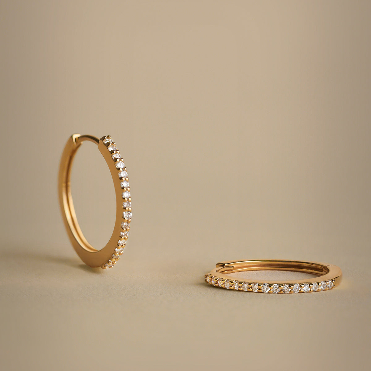 Diamond Pavé Hoops in Solid Gold-Astrid & Miyu