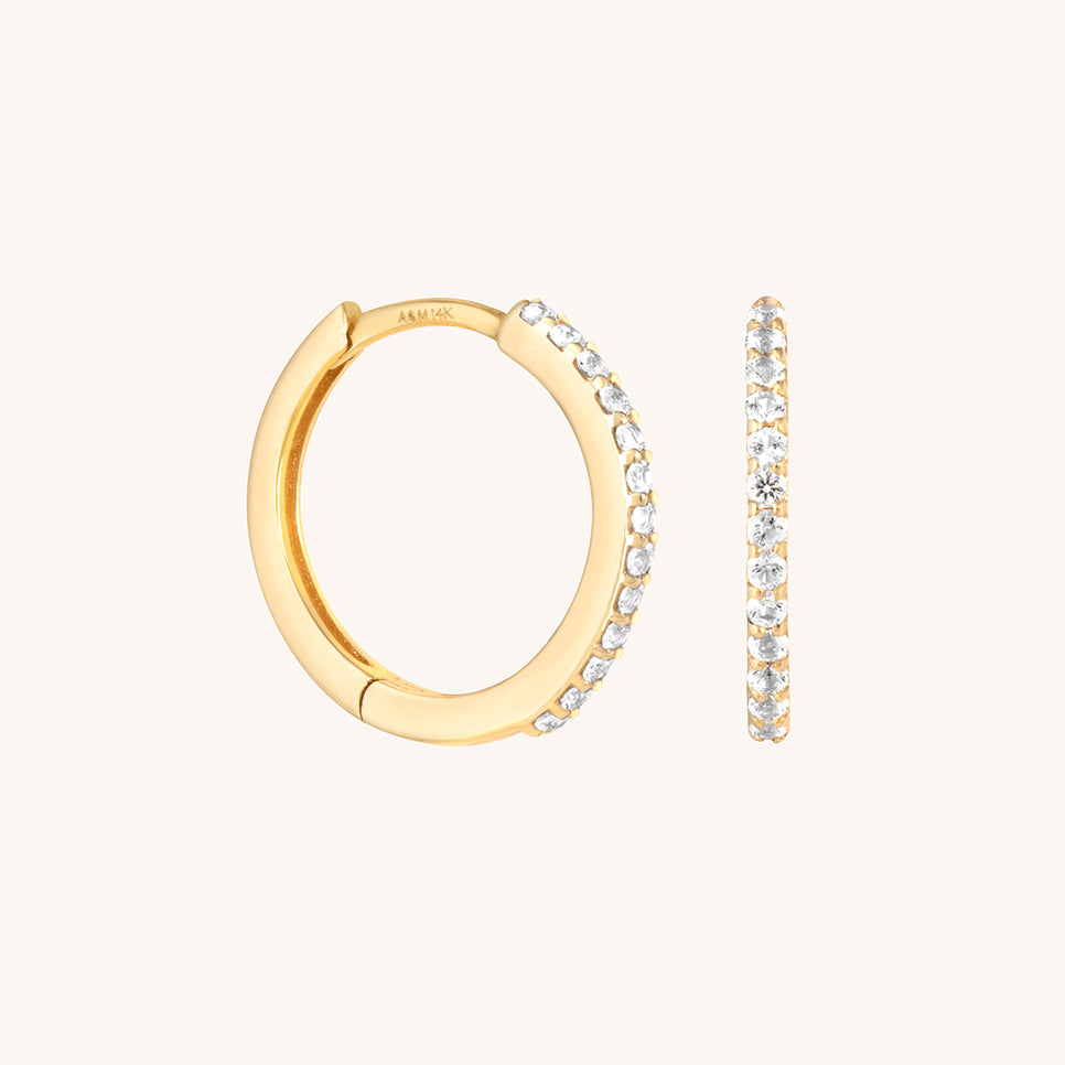 Diamond Pavé Hoops in Solid Gold-Astrid & Miyu