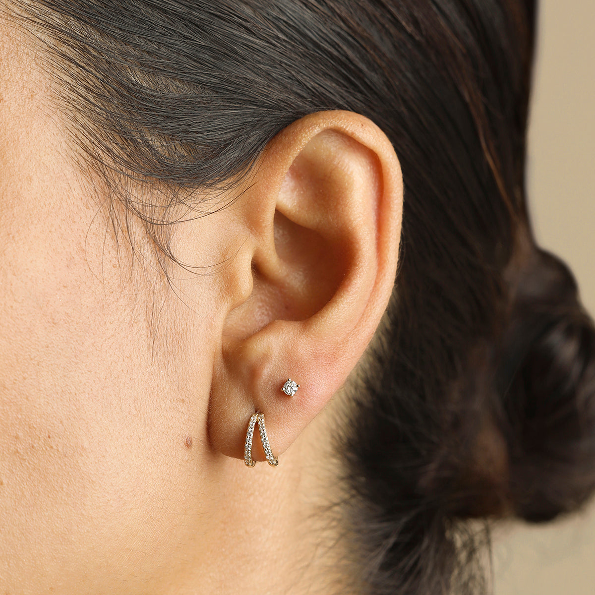 Diamond Solitaire Stud Earrings in Solid Gold-Astrid & Miyu