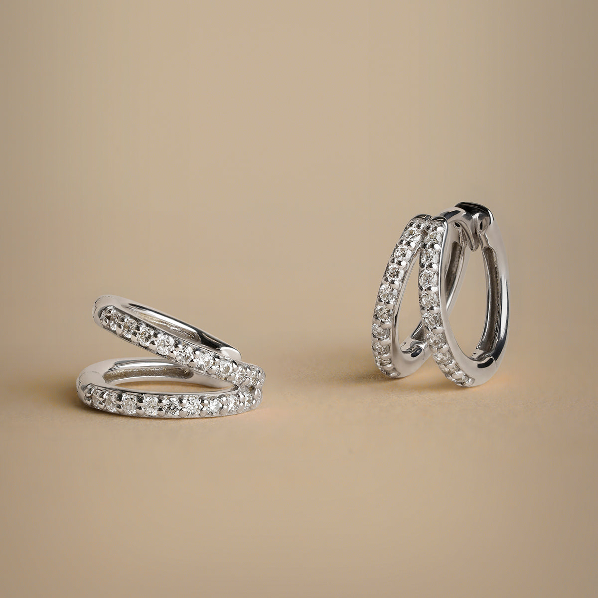 Diamond Pavé Illusion Huggies in Solid White Gold-Astrid & Miyu