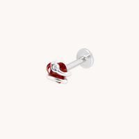 Eternity Collection - Garnet Heart & Snake Piercing Stud in Solid White Gold - Piercing Stud - Astrid & Miyu