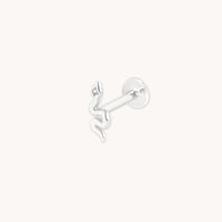 April White Topaz - Snake Piercing Stud in Solid White Gold - Piercing Stud - Astrid & Miyu