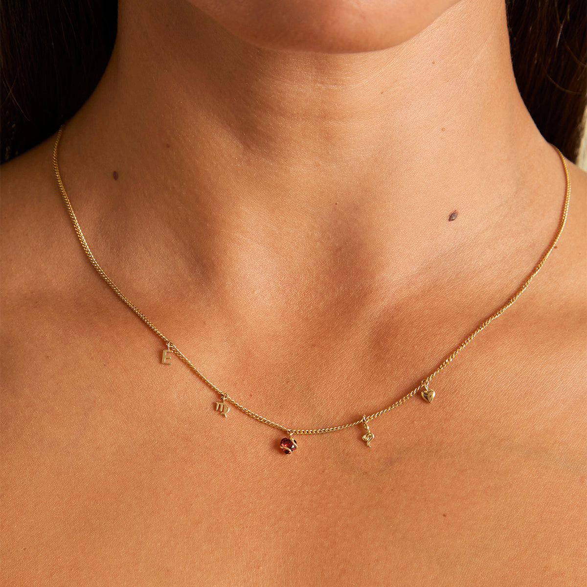 Eternity Collection - Garnet Heart & Snake Charm 9k Gold - Welding Charms - Astrid & Miyu