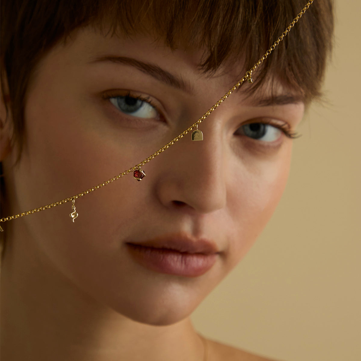 Eternity Collection - Garnet Heart & Snake Charm 9k Gold - Welding Charms - Astrid & Miyu