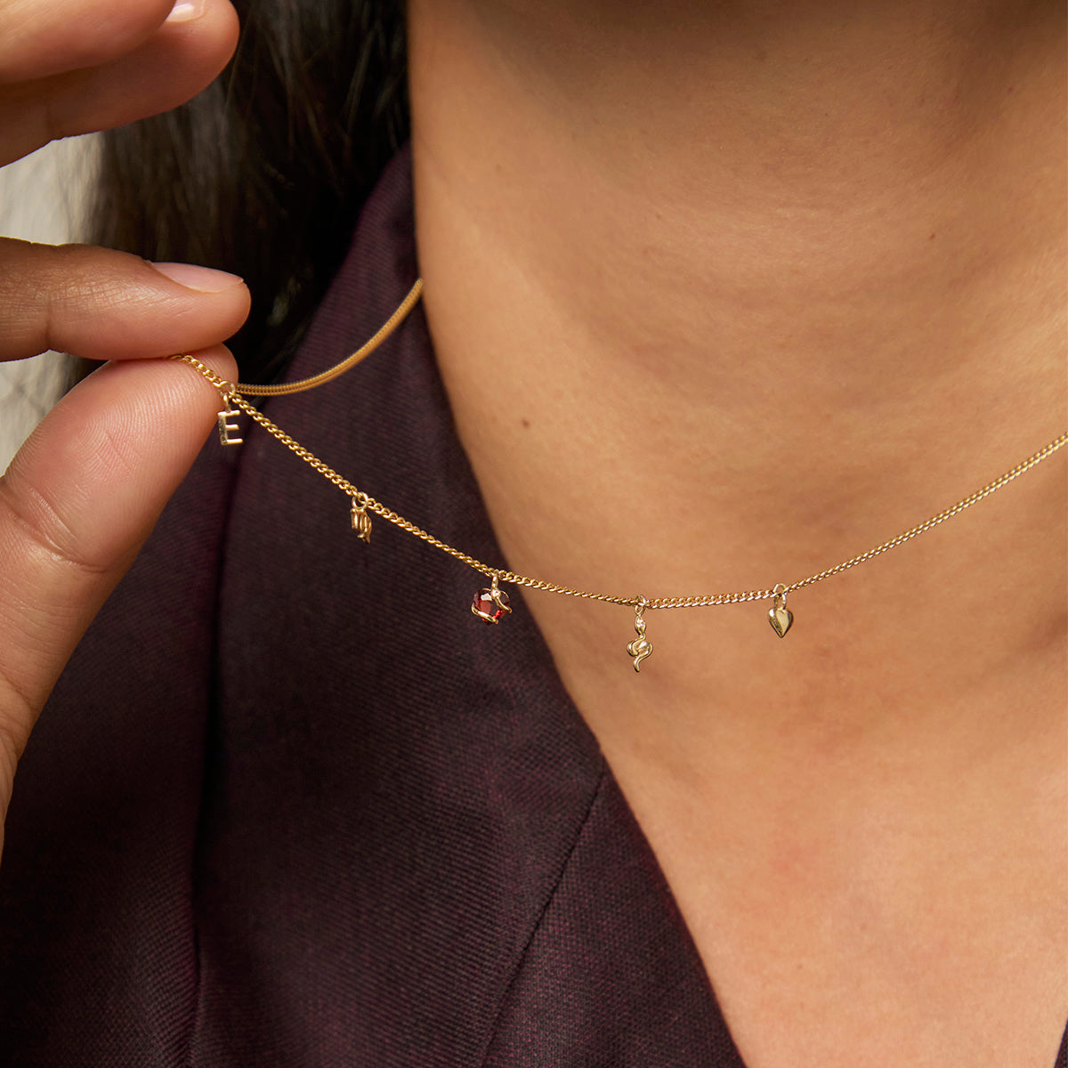 Eternity Collection - Garnet Heart & Snake Charm 9k Gold - Welding Charms - Astrid & Miyu