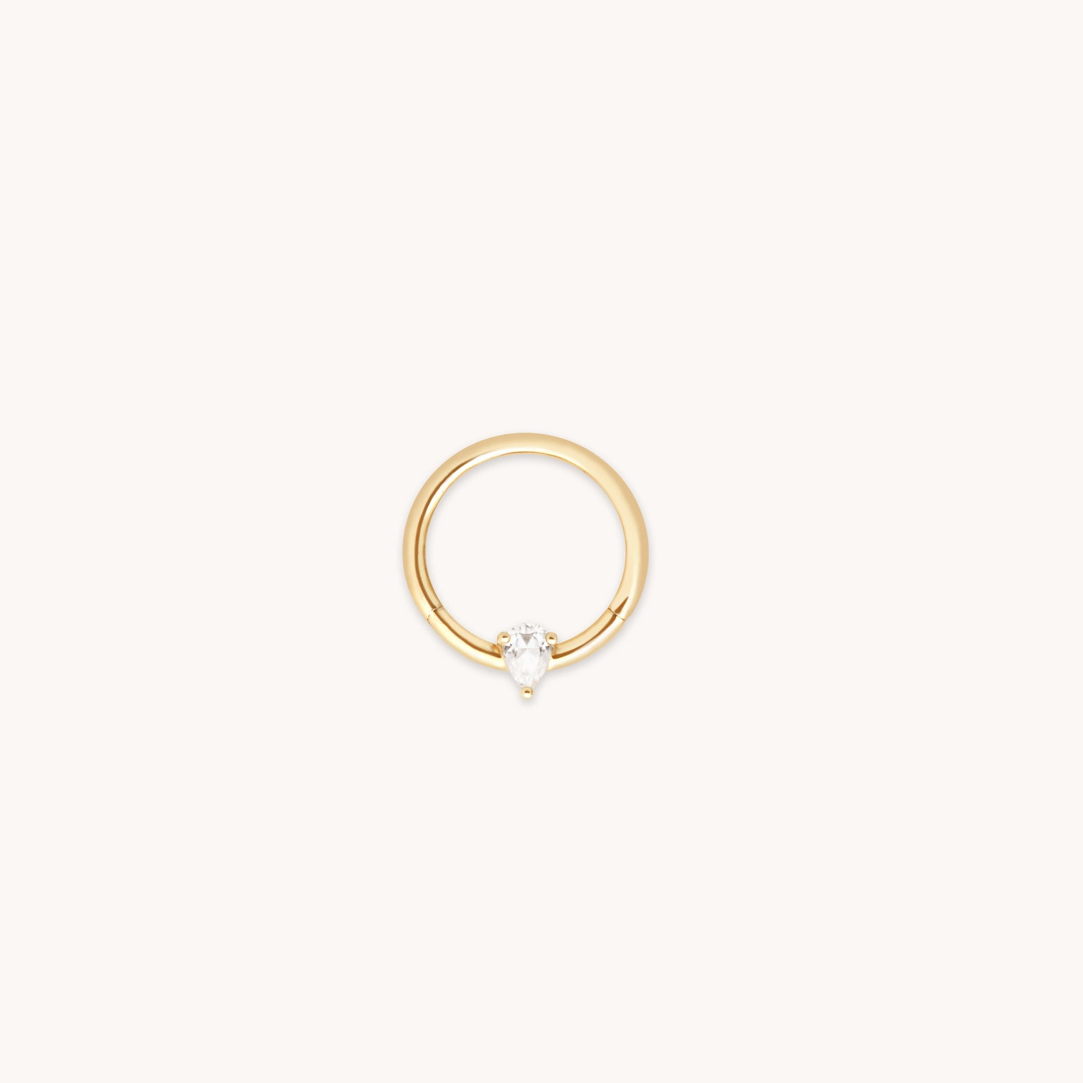 White Topaz Pear Daith Hoop in Solid Gold-Astrid & Miyu