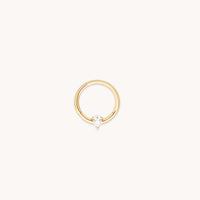 White Topaz Pear Daith Hoop in Solid Gold-Astrid & Miyu
