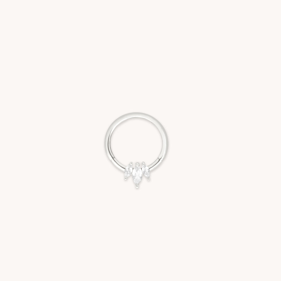 Topaz Marquise Fan Daith Hoop in Solid White Gold-Astrid & Miyu