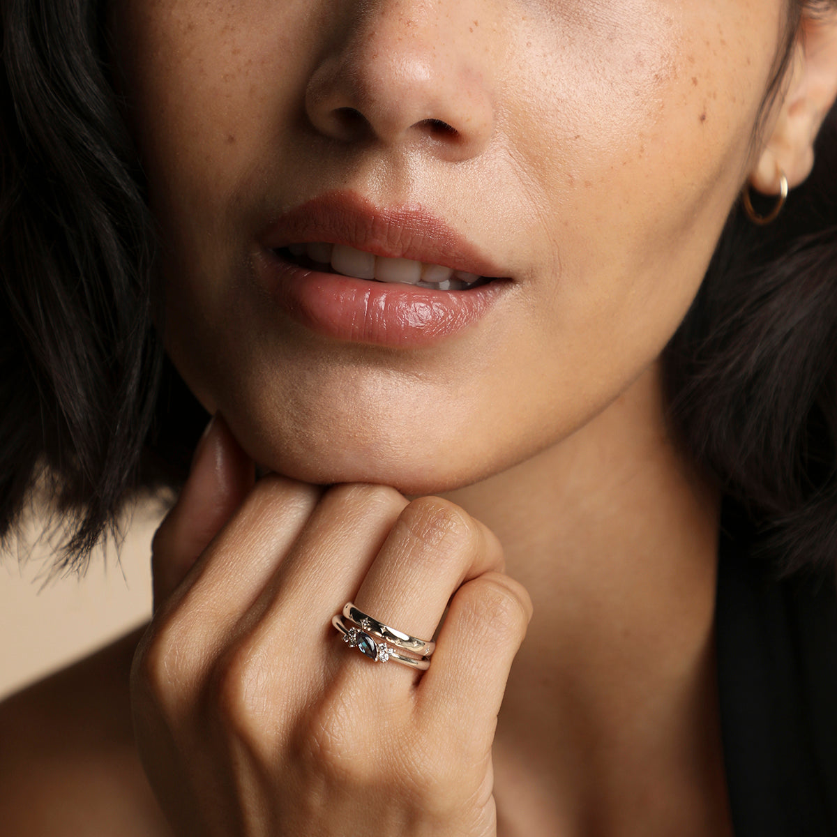 Alexandrite Cluster Milestone Ring in Solid White Gold-Astrid & Miyu