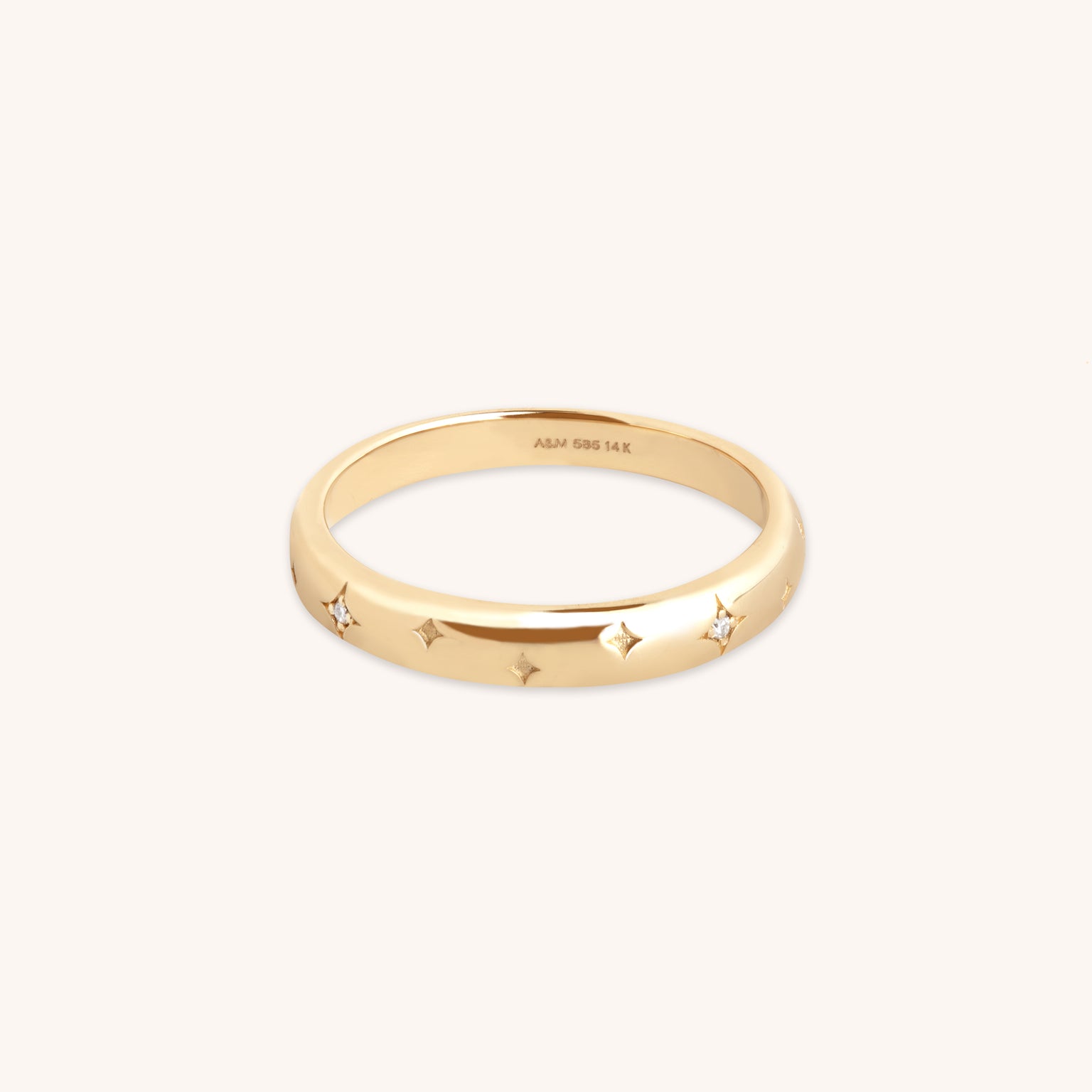 Cosmic Band Milestone Ring in Solid Gold-Astrid & Miyu