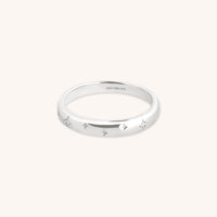 Cosmic Band Milestone Ring in Solid White Gold-Astrid & Miyu