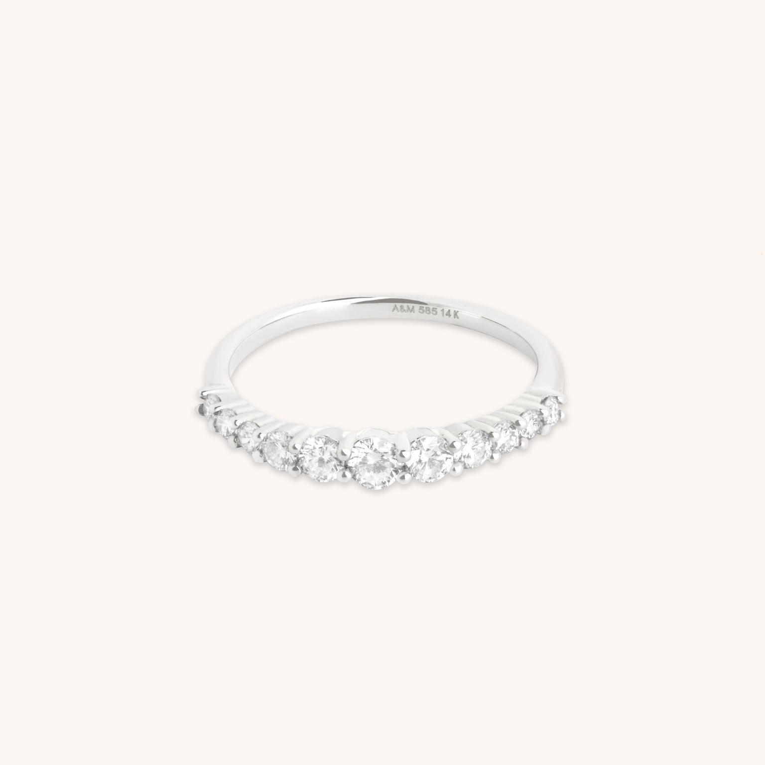 Diamond Eternity Milestone Ring in Solid White Gold-Astrid & Miyu