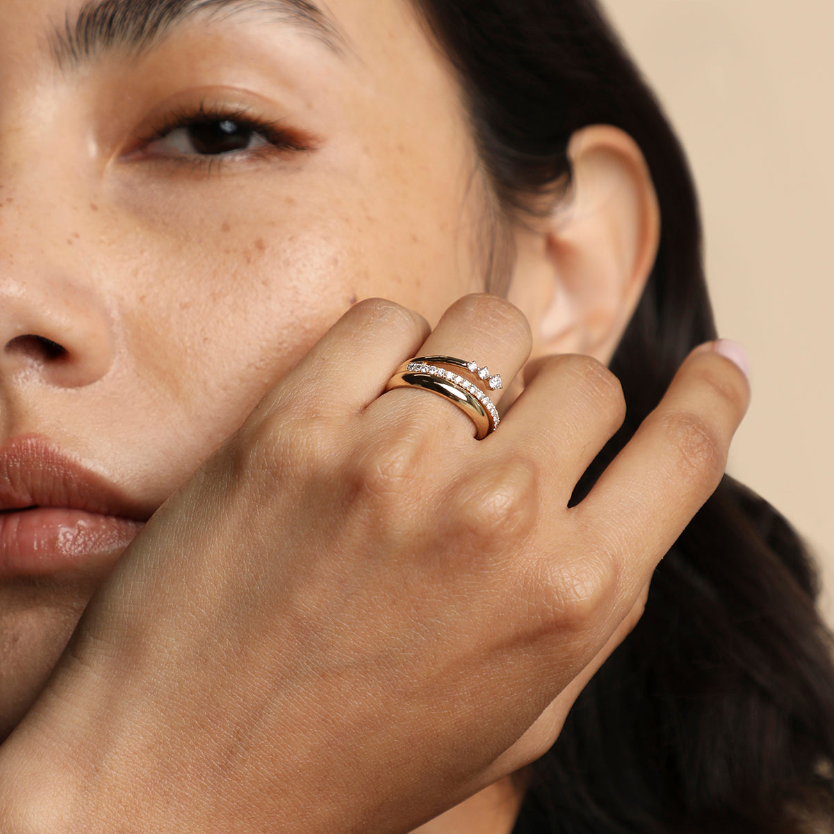 Illusion Diamond Milestone Ring in Solid Gold-Astrid & Miyu