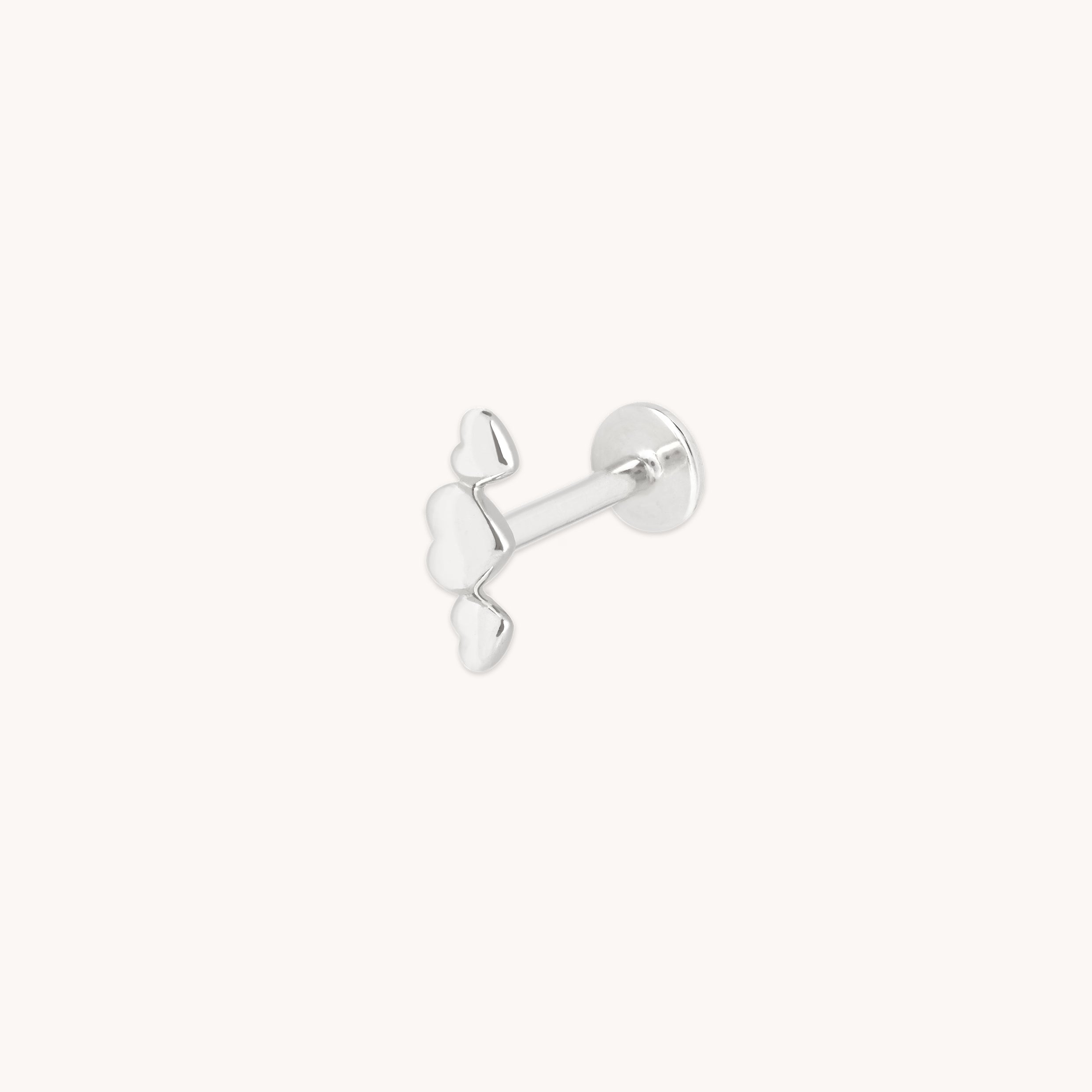 Heart Cluster Piercing Stud in Solid White Gold-Astrid & Miyu