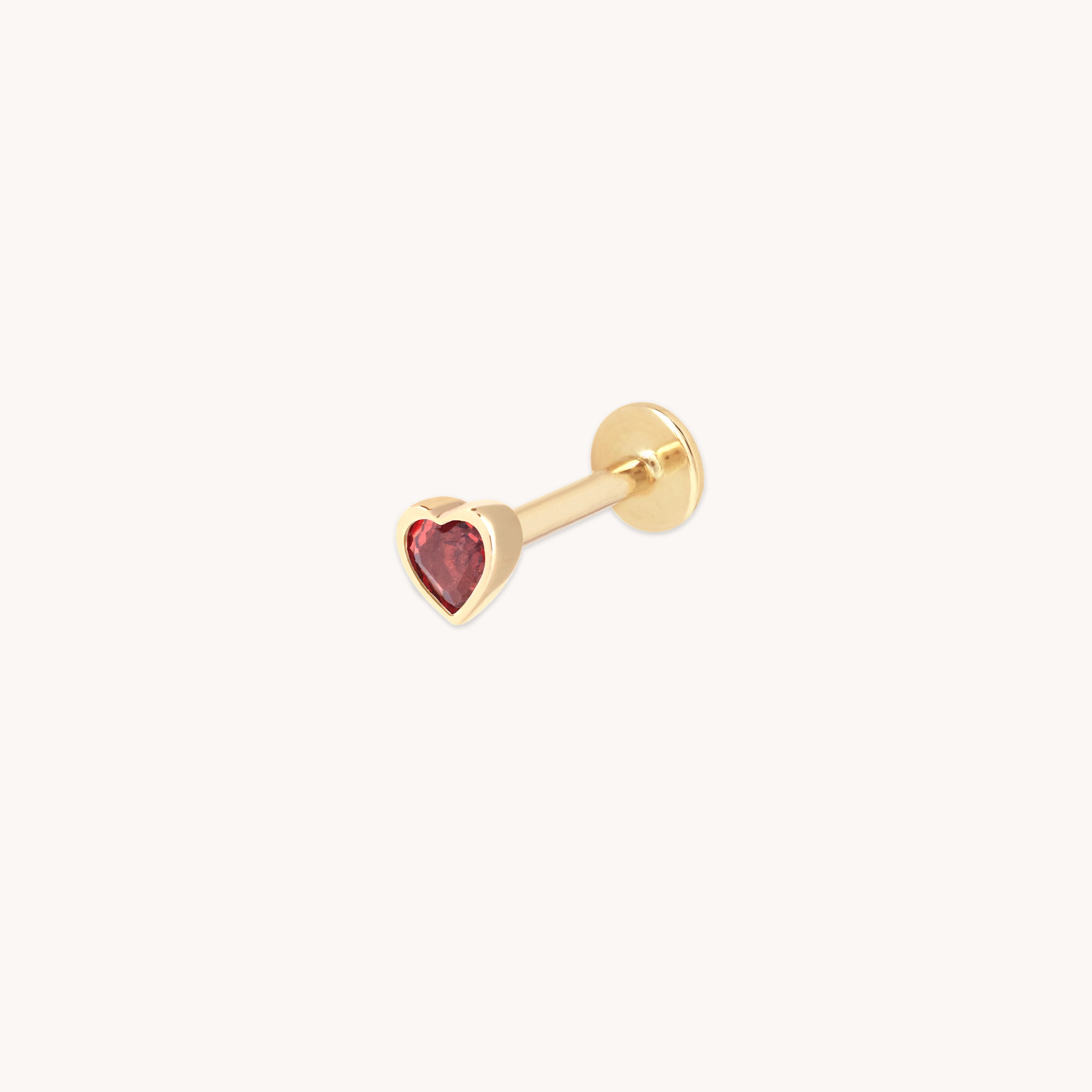 Garnet Heart Piercing Stud in Solid Gold-Astrid & Miyu