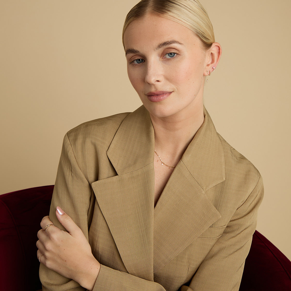 Flat Back Labret Studs - Heart White Topaz Piercing Stud in Solid Gold - Piercing Studs - Astrid & Miyu