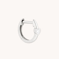Piercing Jewellery - Heart Topaz Piercing Hoop in Solid White Gold - Piercing Hoops - Astrid & Miyu