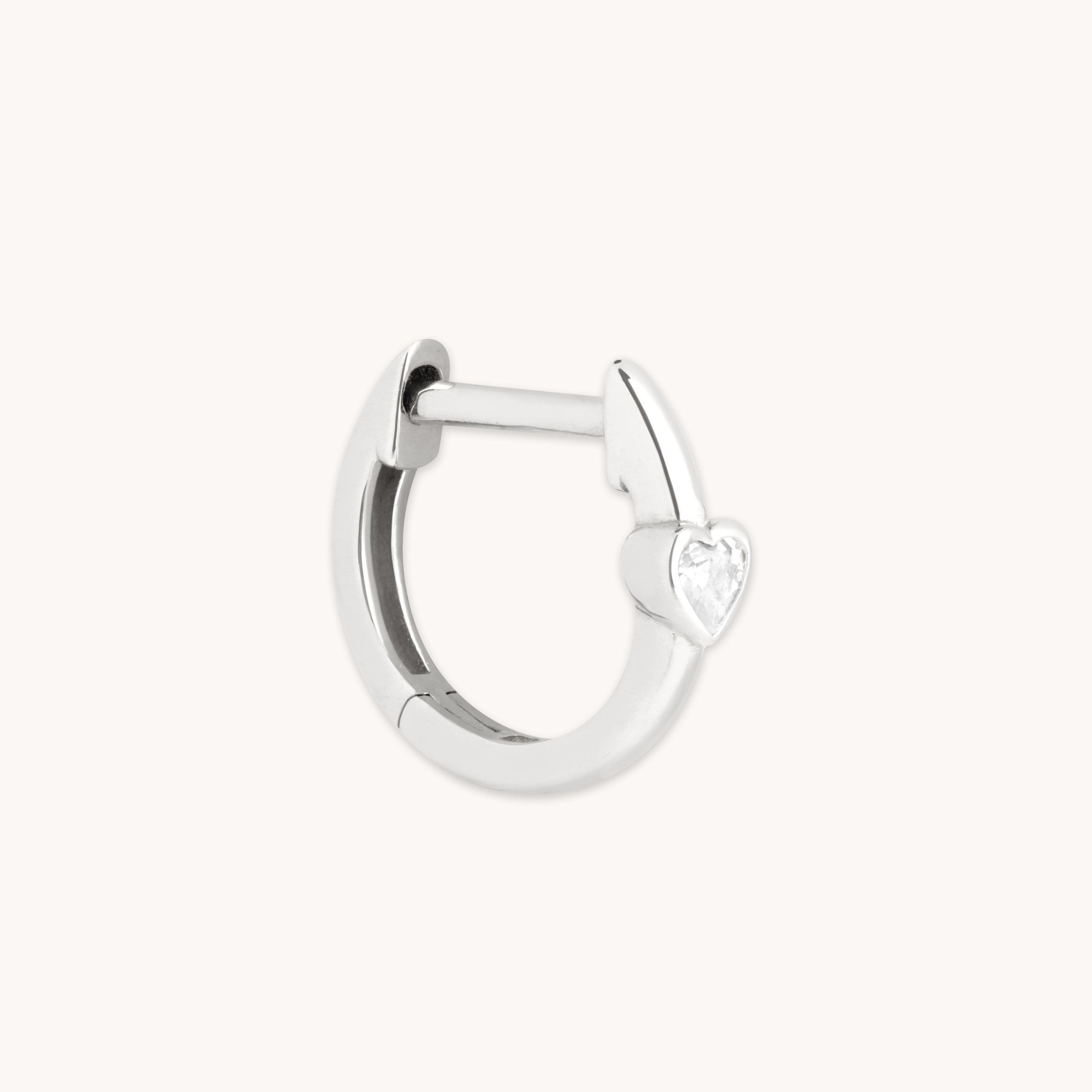 Piercing Jewellery - Heart Topaz Piercing Hoop in Solid White Gold - Piercing Hoops - Astrid & Miyu