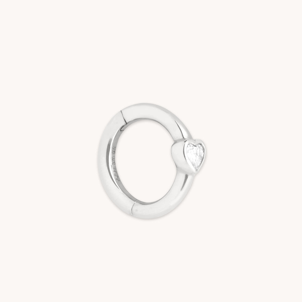 Heart Jewellery - Heart Topaz Seamless Hoop in Solid White Gold - Piercing Hoops - Astrid & Miyu