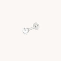 White Topaz Heart Piercing Stud in Solid White Gold-Astrid & Miyu